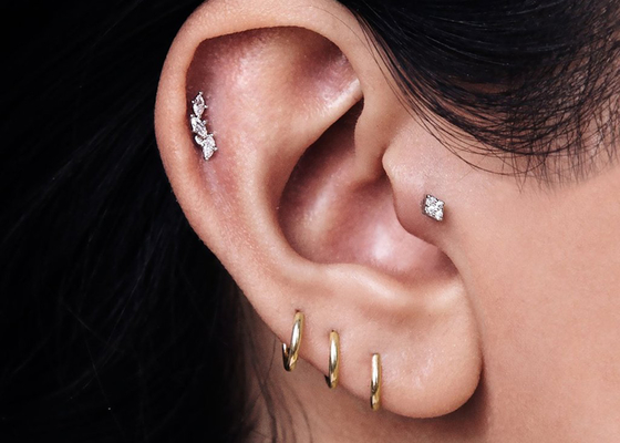 Hélice perçant le Clicker de l'or 14K pour le tragus 16g-40g de cartilage