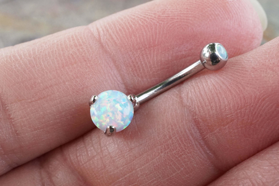 goujon de nez d'or de la longueur 18k de 25mm, opale de Ring Piercing With White Fir de nez d'OEM