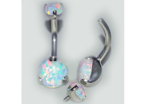 goujon de nez d'or de la longueur 18k de 25mm, opale de Ring Piercing With White Fir de nez d'OEM