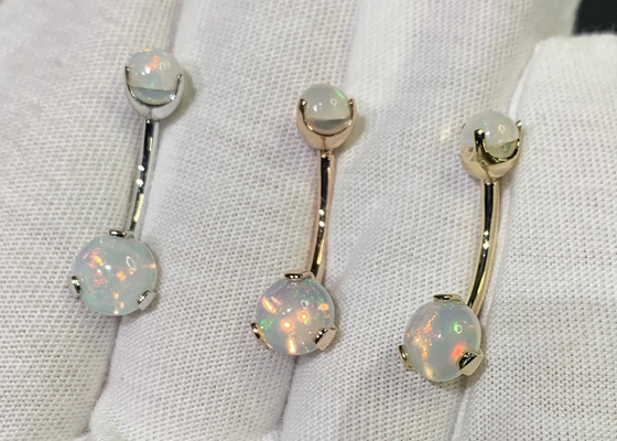 goujon de nez d'or de la longueur 18k de 25mm, opale de Ring Piercing With White Fir de nez d'OEM