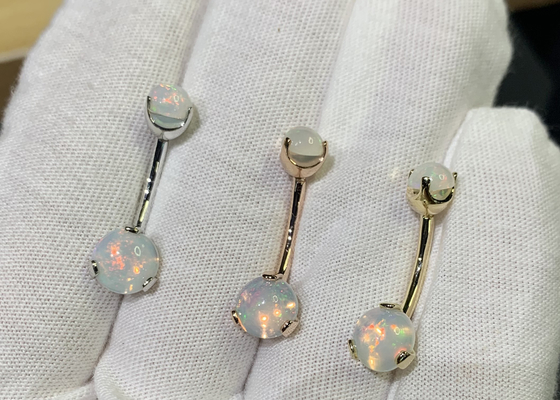 goujon de nez d'or de la longueur 18k de 25mm, opale de Ring Piercing With White Fir de nez d'OEM