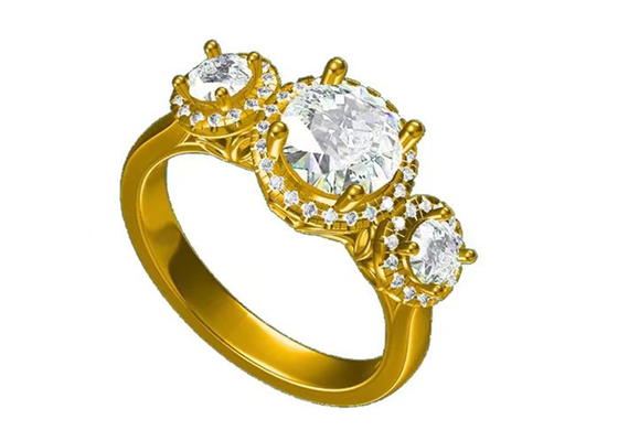 Type en pierre RD7MM du halo 2.1ct 3 Diamond Engagement Ring Prong Setting