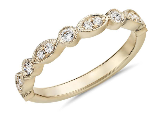 ODM de coupe de rond de witdth d'or et de Diamond Stacking Rings 1.5MM de 9K 0.13ct