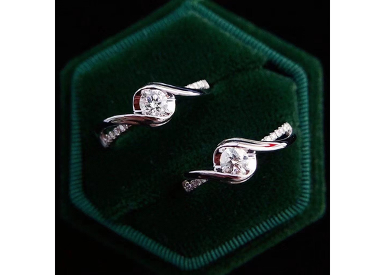 Vrai Diamond Jewellery Ring 14K ODM rond de matériel d'or blanc de la coupe 0.46ct