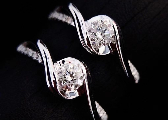 Vrai Diamond Jewellery Ring 14K ODM rond de matériel d'or blanc de la coupe 0.46ct