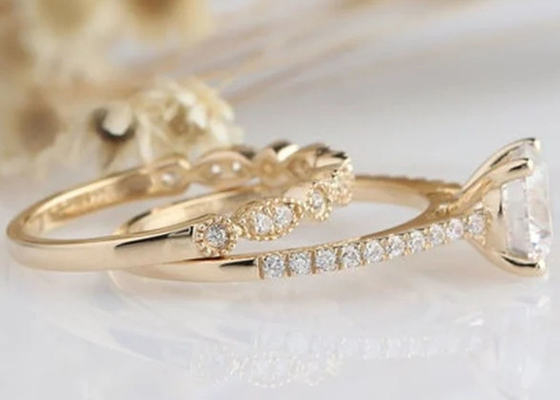 ODM de Diamond Engagement Wedding Rings 1.25CT 6.5mm de l'or 18K blanc