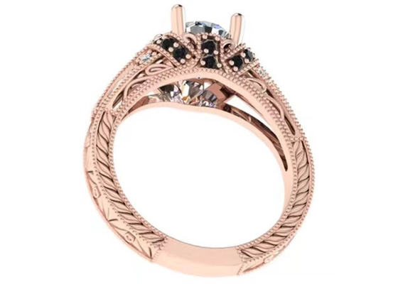 Type brillant rond ODM de la coupe 18K Rose Gold Ring Illusion Setting de certificat de surface intérieure brute