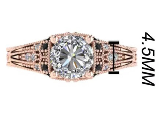 Type brillant rond ODM de la coupe 18K Rose Gold Ring Illusion Setting de certificat de surface intérieure brute