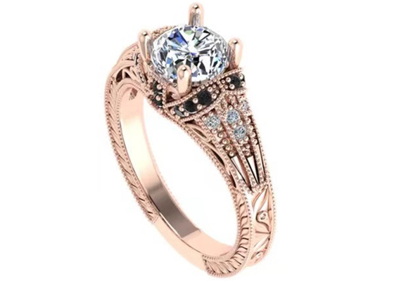 Type brillant rond ODM de la coupe 18K Rose Gold Ring Illusion Setting de certificat de surface intérieure brute