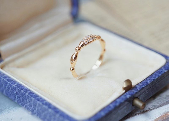 ODM d'OEM de 14K Rose Gold Real Diamond Jewellery Ring Dainty pour épouser