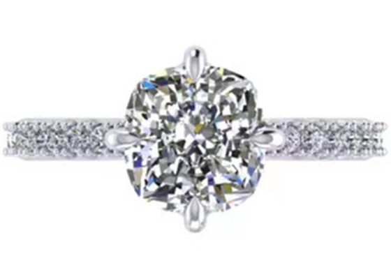 Or blanc Diamond Ring, bague de fiançailles 8.13×7.87×5.13mm d'OEM 18k de coupe de coussin