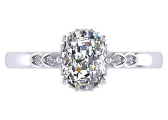 ODM ovale de dimension de la bague de fiançailles 8.0×6.0mm d'or blanc de la coupe 18k