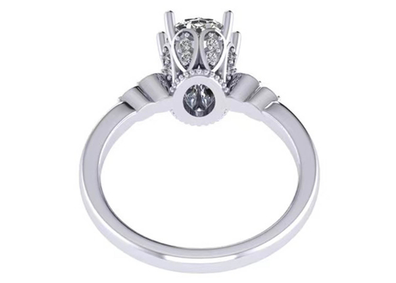ODM ovale de dimension de la bague de fiançailles 8.0×6.0mm d'or blanc de la coupe 18k
