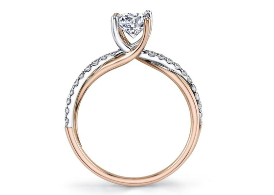 2 diamant 0.81ct de Ring With 6mm Moissanite d'argent de Tone Color 9K