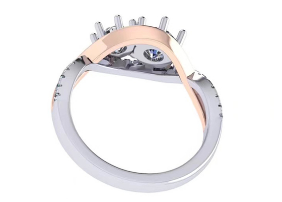 ODM romantique du carat argenté 2 Tone Color de l'anneau 9 de la coupe ronde 9K pour le mariage