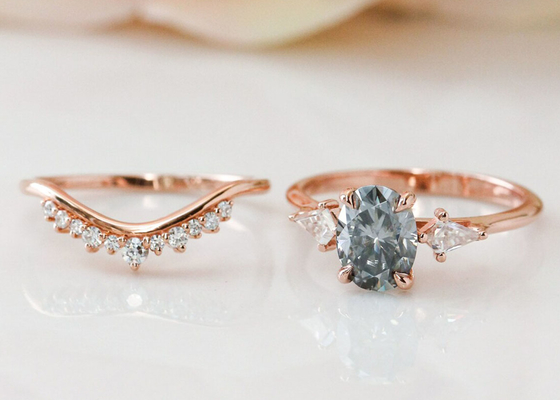 couleur de gris de l'anneau développée par laboratoire 9K de 1ct Moissanite pour l'ODM d'engagement