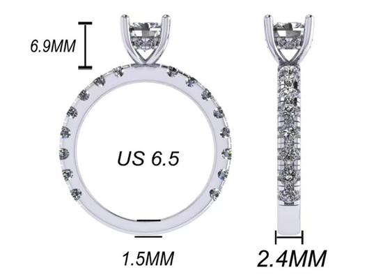 bijoux de l'or massif 14k de 6x6mm, 24pcs 1.44ct Diamond Engagement Ring naturel