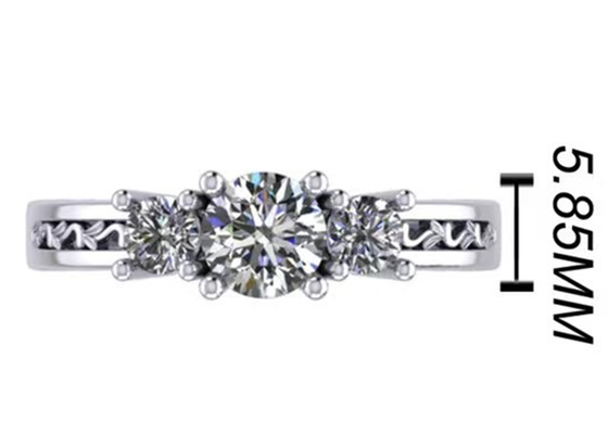 bijoux d'or massif de 0.8ct 14k, fourche plaçant RD5.85mm Diamond Three Stone Ring