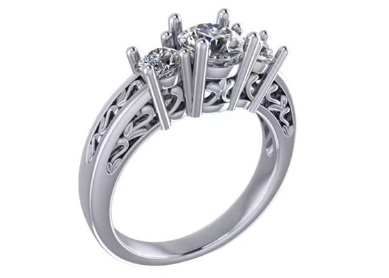 bijoux d'or massif de 0.8ct 14k, fourche plaçant RD5.85mm Diamond Three Stone Ring