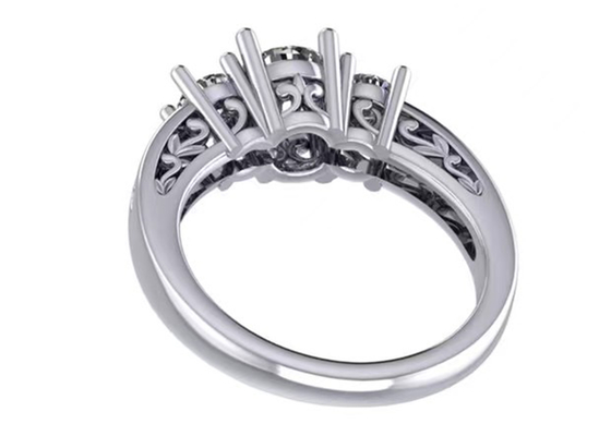 bijoux d'or massif de 0.8ct 14k, fourche plaçant RD5.85mm Diamond Three Stone Ring