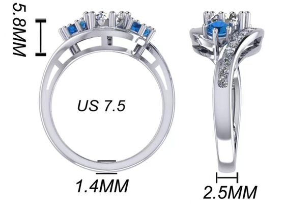 0,8 carats Topaz Ring Prong Setting Type bleu naturel pour l'engagement