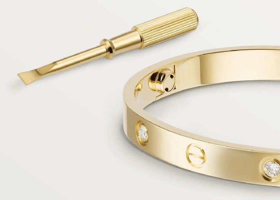 oDM naturel de Diamond Love Bracelet de bijoux d'or massif de 0.42ct 38.05g 18K