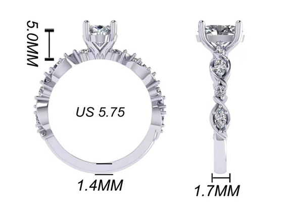 or 18k Diamond Engagement Ring, ODM blanc de 6.4mm d'OEM ovale de Diamond Ring de forme
