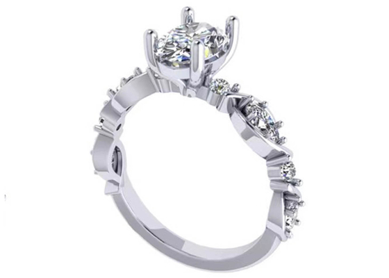 or 18k Diamond Engagement Ring, ODM blanc de 6.4mm d'OEM ovale de Diamond Ring de forme