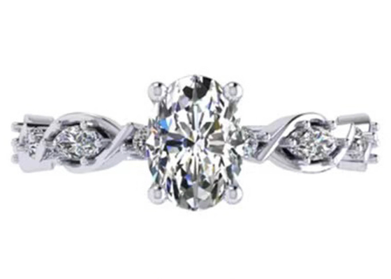 or 18k Diamond Engagement Ring, ODM blanc de 6.4mm d'OEM ovale de Diamond Ring de forme
