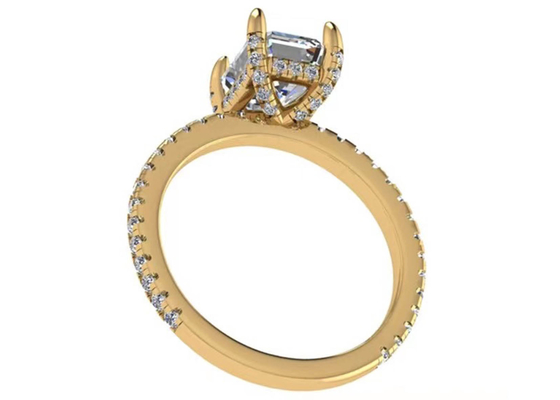OEM naturel de diamant de dimension d'Emerald Cut 18K Rose Gold Ring Wiith 7.58×5.83mm