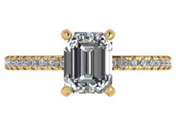OEM naturel de diamant de dimension d'Emerald Cut 18K Rose Gold Ring Wiith 7.58×5.83mm