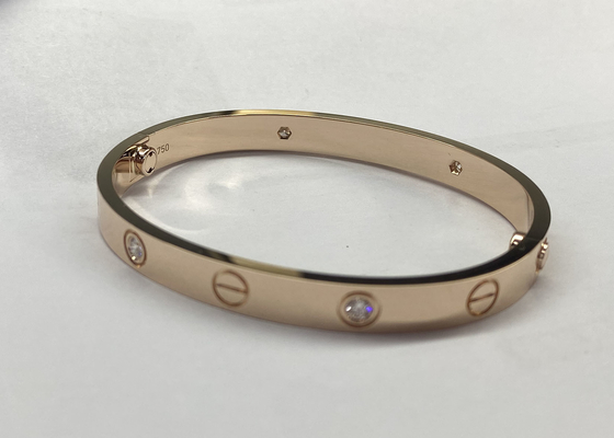 oDM naturel de Diamond Love Bracelet de bijoux d'or massif de 0.42ct 38.05g 18K