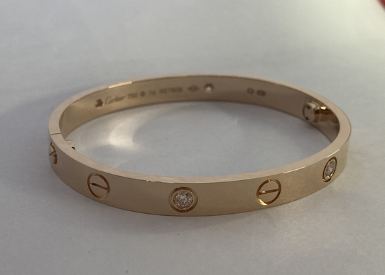 oDM naturel de Diamond Love Bracelet de bijoux d'or massif de 0.42ct 38.05g 18K