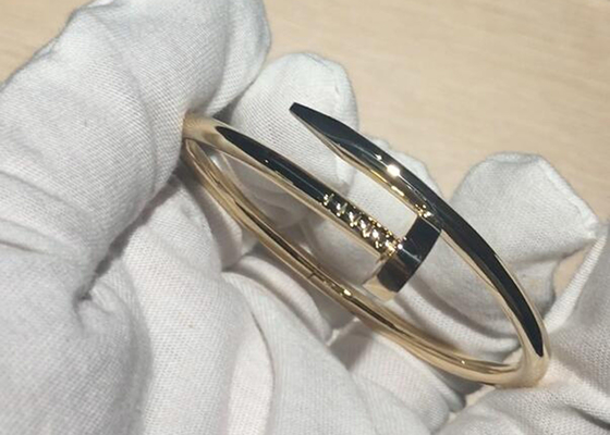 Bracelet de l'or 18k jaune de la largeur 3.5mm, Juste Un Clou Bangle pour l'engagement