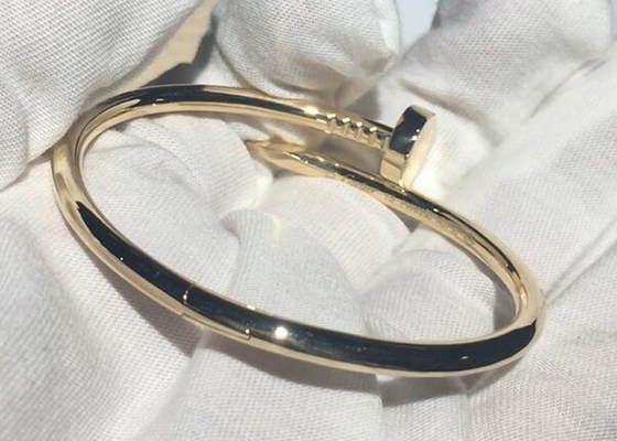 Bracelet de l'or 18k jaune de la largeur 3.5mm, Juste Un Clou Bangle pour l'engagement