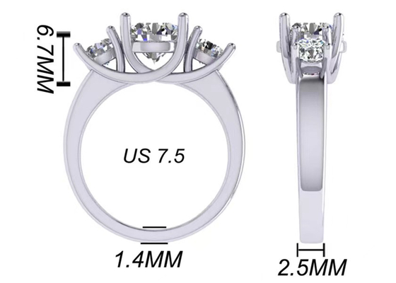 La couleur d'or blanc de bijoux d'or massif de la coupe ronde 14k a plaqué 2.21g le poids 8.4×5.05mm