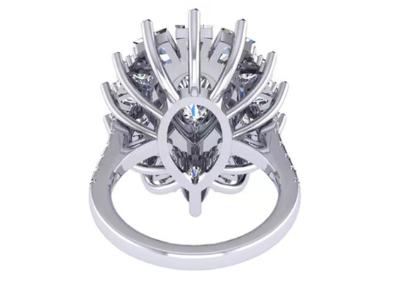 la couleur classique de Diamond Engagement Ring White Gold de halo de 1.5ct 49pcs a plaqué l'ODM