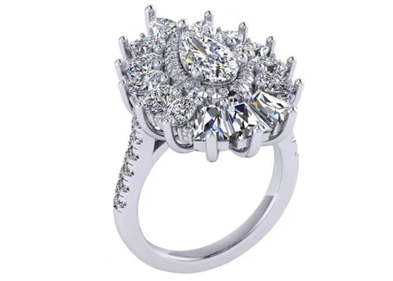 la couleur classique de Diamond Engagement Ring White Gold de halo de 1.5ct 49pcs a plaqué l'ODM