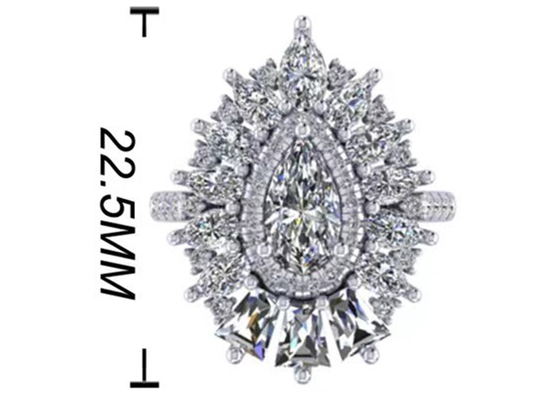 la couleur classique de Diamond Engagement Ring White Gold de halo de 1.5ct 49pcs a plaqué l'ODM