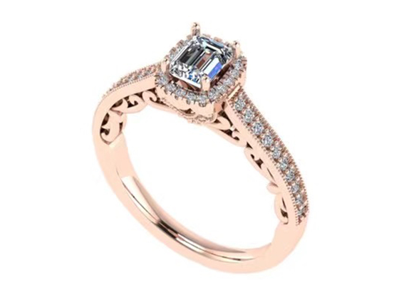 les bijoux d'or massif de 0.8ct 14K, se sont levés bague de fiançailles d'or ont placé RA5.6×4.5MM
