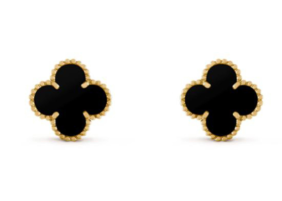 L'oreille noire de bijoux d'or massif de l'onyx 18K cloute le poids 0.56g de l'arrangement 10mm de fourche