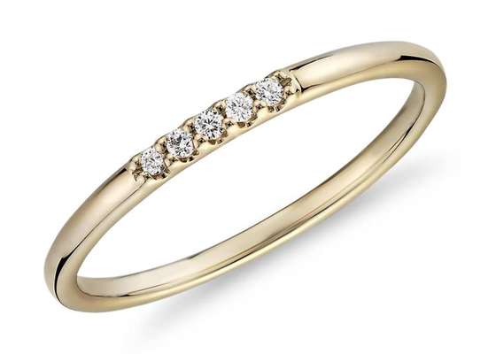 Bijoux savoureux de l'or 14K jaune, s'assortissant empilant l'ODM d'OEM d'anneau de bande du diamant 0.05ct