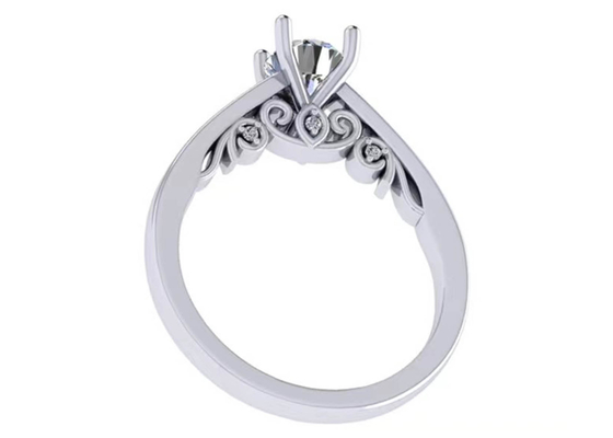 Griffe plaçant l'anneau de mariage de l'or 18k blanc, coupe brillante ronde Diamond Ring de la surface intérieure brute 5.35mm
