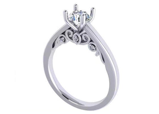 Griffe plaçant l'anneau de mariage de l'or 18k blanc, coupe brillante ronde Diamond Ring de la surface intérieure brute 5.35mm