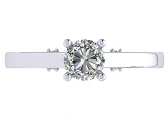 Griffe plaçant l'anneau de mariage de l'or 18k blanc, coupe brillante ronde Diamond Ring de la surface intérieure brute 5.35mm