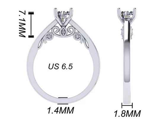 Griffe plaçant l'anneau de mariage de l'or 18k blanc, coupe brillante ronde Diamond Ring de la surface intérieure brute 5.35mm