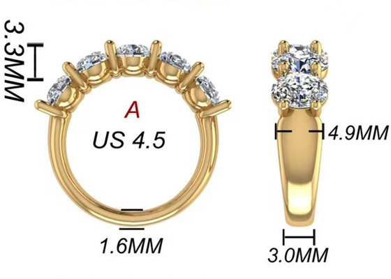 Taille ovale du diamant 18K Rose Gold Ring 6.43x 4.7x 3.03mm pour l'anniversaire