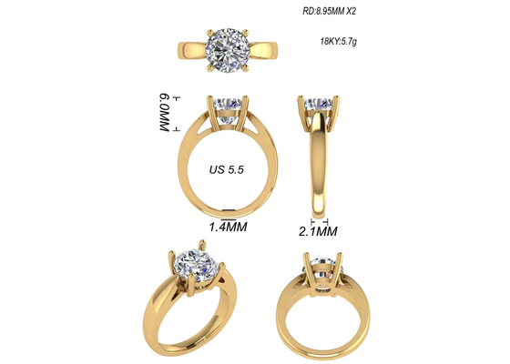 Main plaçant des bijoux de l'or massif 14K, solitaire naturel rond Diamond Rings de la coupe 2.7ct