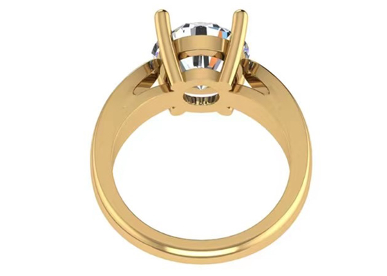 Main plaçant des bijoux de l'or massif 14K, solitaire naturel rond Diamond Rings de la coupe 2.7ct