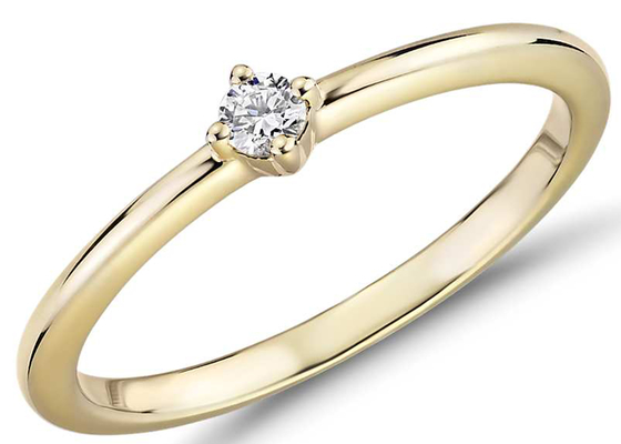 Griffe de l'anneau 0.1ct de bijoux d'or jaune de la pierre 14K de solitaire plaçant le type catégorie de clarté de VS1